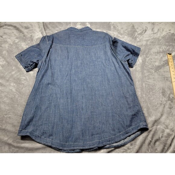 Helix Western Blue Button up Denim Short Sleeve Shirt Men's size 2XL - Picture 7 of 7